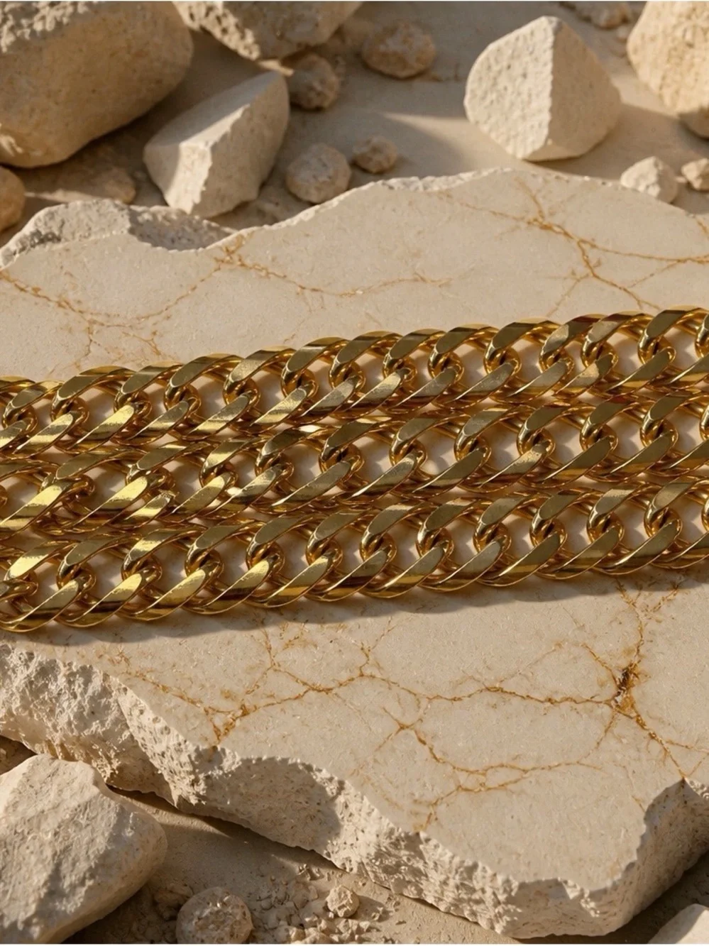 New Gold Tone Chunky Hefty Cuban Link Chain Necklace Unisex